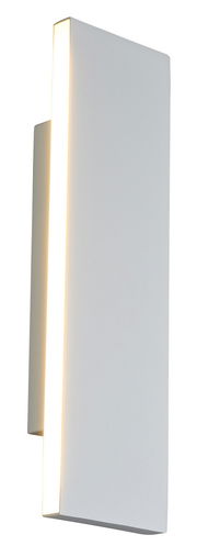 Moderne Wandleuchte Concha in seitlicher Perspektive mit schmalem, vertikalem Lichtstreifen.