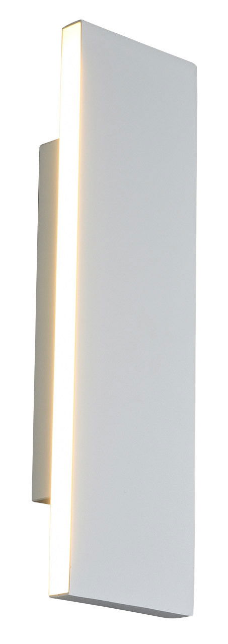 Moderne Wandleuchte Concha in seitlicher Perspektive mit schmalem, vertikalem Lichtstreifen.