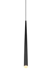 Zwarte, conische hanglamp CALA van Trio Leuchten, gezien vanaf de voorkant, met een elegant, slank ontwerp.