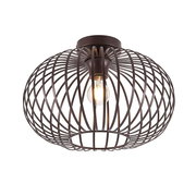 Moderne Deckenleuchte mit braunem, drahtigem Design, seitliche Perspektive