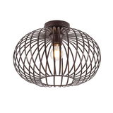 Moderne Deckenleuchte mit braunem, drahtigem Design, seitliche Perspektive