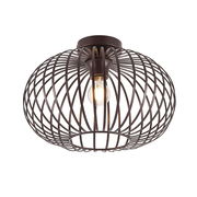 Moderne Deckenleuchte mit braunem, drahtigem Design, seitliche Perspektive