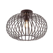 Moderne plafondlamp met een bruin, draadachtig ontwerp, zijaanzicht