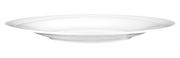 Weißer Speiseteller aus Porzellan, seitliche Perspektive