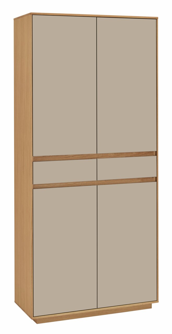XL-Mehrzweckschrank aus Holz mit vier Türen, seitliche Perspektive