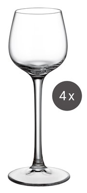 Grappaglas in Nahaufnahme, seitliche Perspektive, 4er-Set