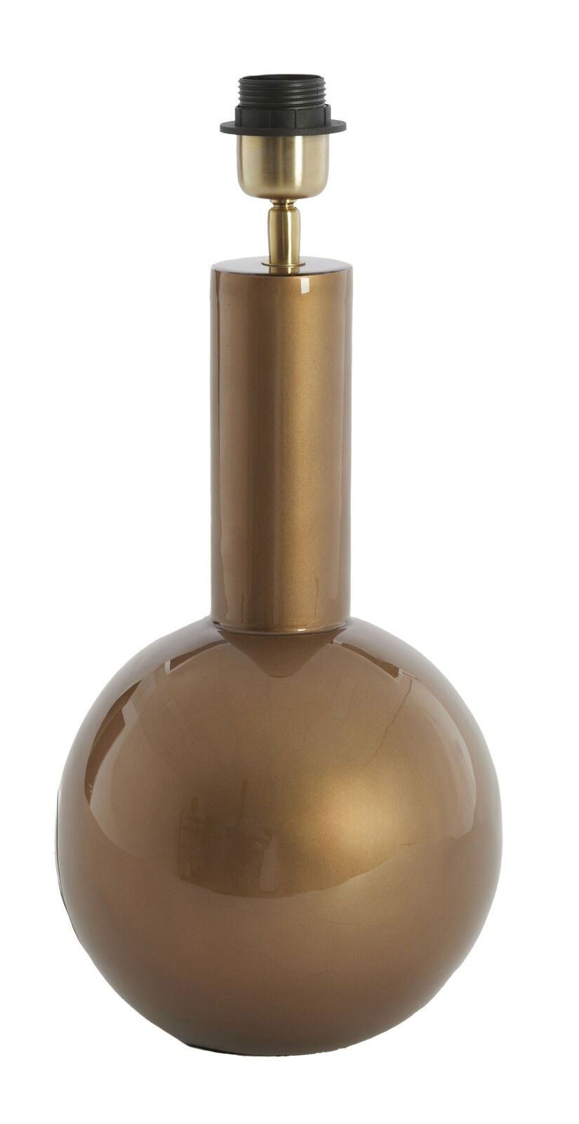 Light&Living Lampenfuß BENAO Brauner Lampenfuß aus Keramik mit glänzender Oberfläche, frontal fotografiert.