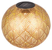 Goldene Solarleuchte mit dekorativem Muster, seitliche Perspektive