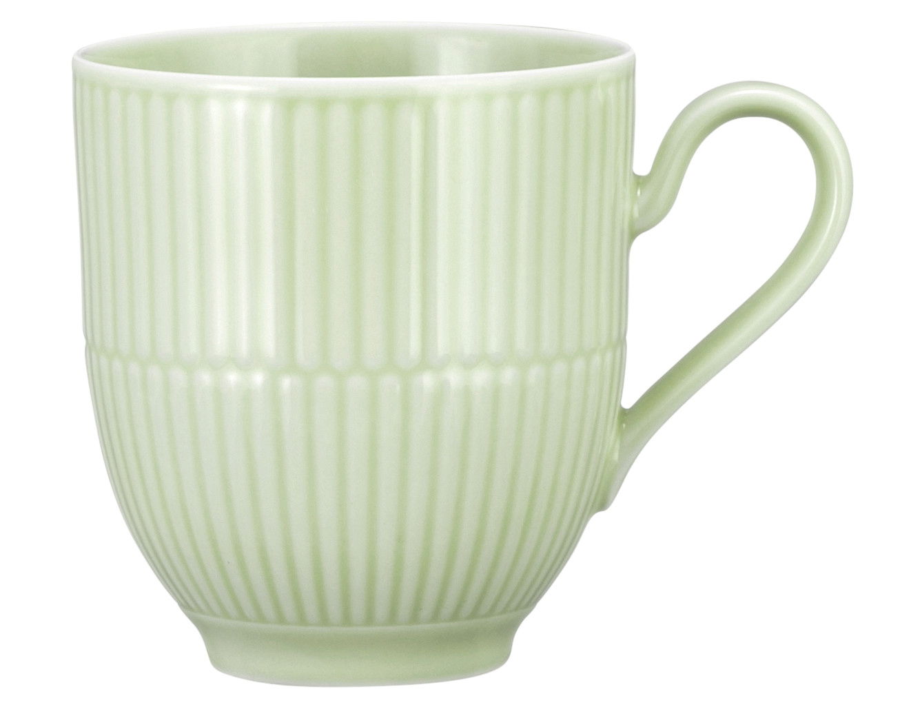 Grüner Becher mit Henkel, 0,35 l, seitliche Ansicht