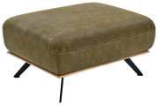 Grüner XXL-Hocker mit schwarzem Metallgestell, seitliche Perspektive