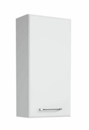 Weißer Wandschrank mit Metallgriff, seitliche Perspektive