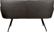 Rückansicht eines modernen 2-Sitzer-Sofas in Dunkelgrau mit glatter Polsterung und schwarzen Metallbeinen, freigestellt auf weißem Hintergrund