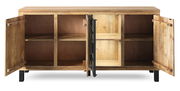 Holz-Sideboard mit offenen Türen, zeigt Innenfächer, Frontalansicht