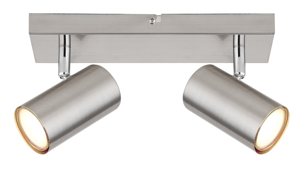 Globo Lighting Strahler ROBBY Zweiflammiger Strahler aus gebürstetem Metall in Frontalansicht