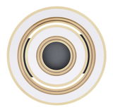 Moderne Deckenleuchte aus Metall in Weiß mit kreisförmigem Design, Ansicht von unten.