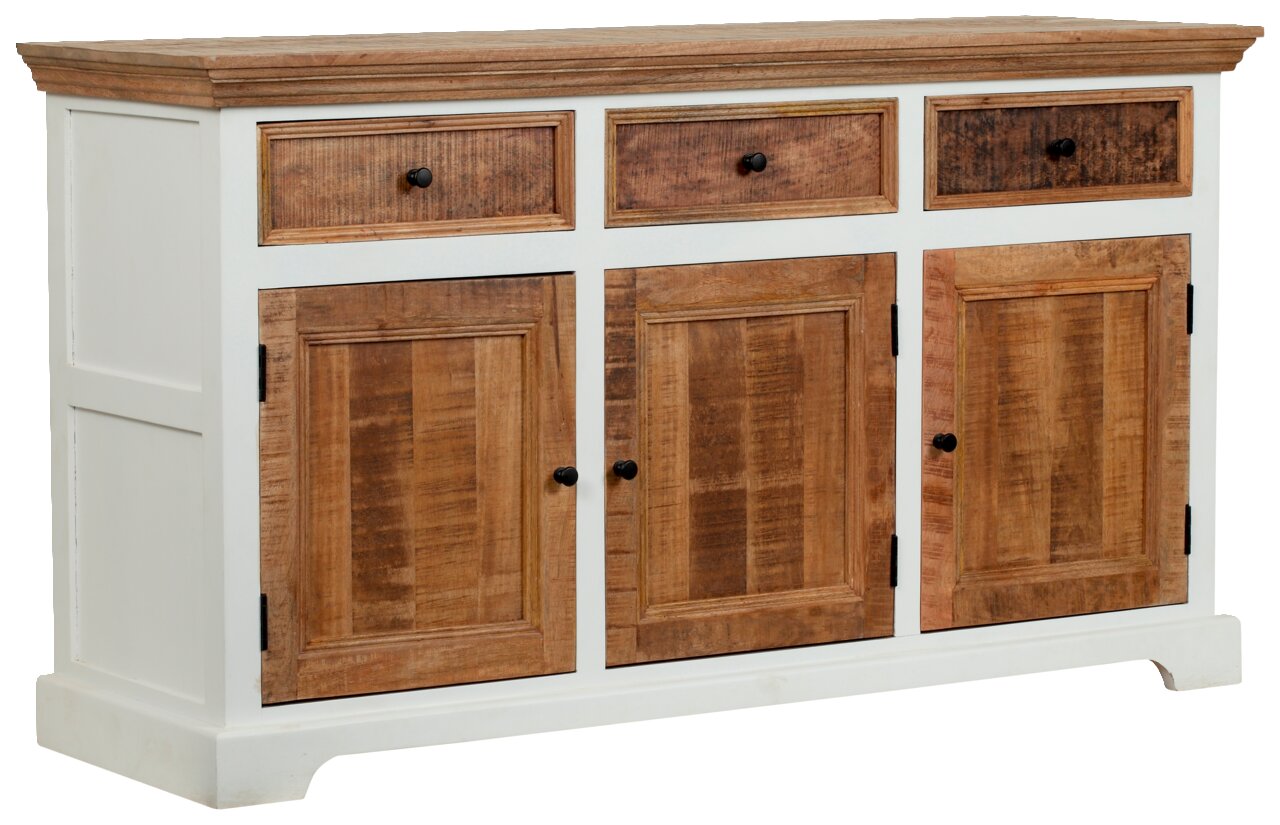 Sideboard aus Holz mit drei Schubladen und drei Türen, Vorderansicht