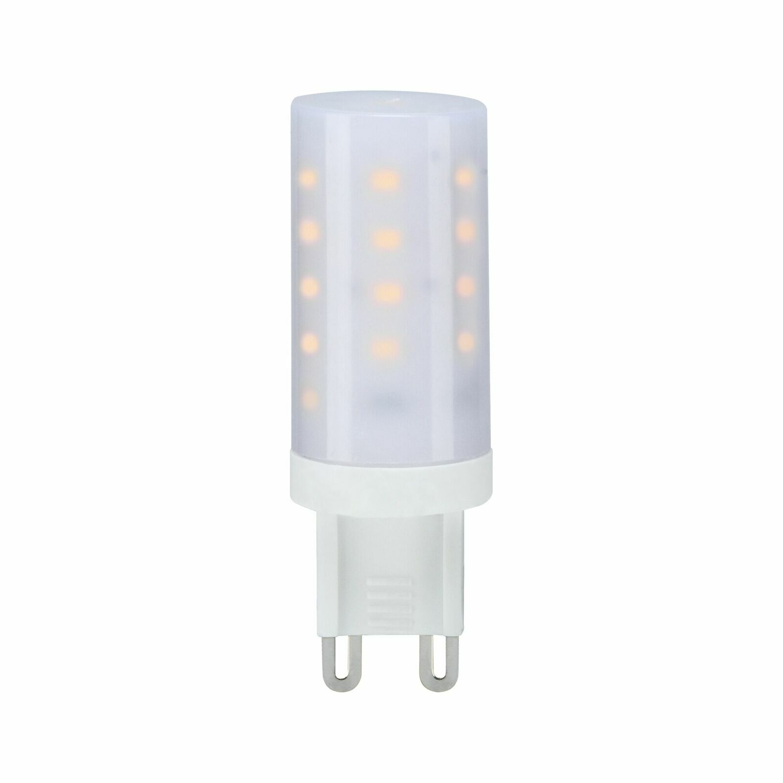 LED Leuchtmittel mit G9-Sockel, zylindrische Form, seitliche Ansicht
