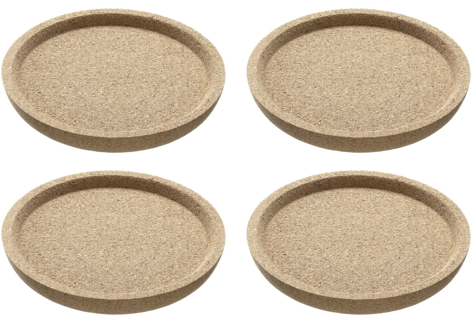 Leonardo Korkenuntersetzer 4er-Set Vier runde Korkuntersetzer in Draufsicht, schlichtes Design, natürliche Farbe.