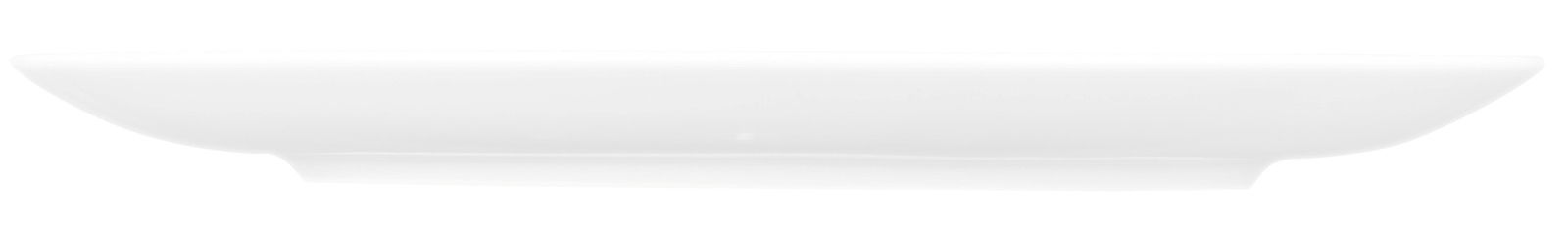 Seitenansicht eines weißen, runden Speisetellers mit einem Durchmesser von 27,5 cm