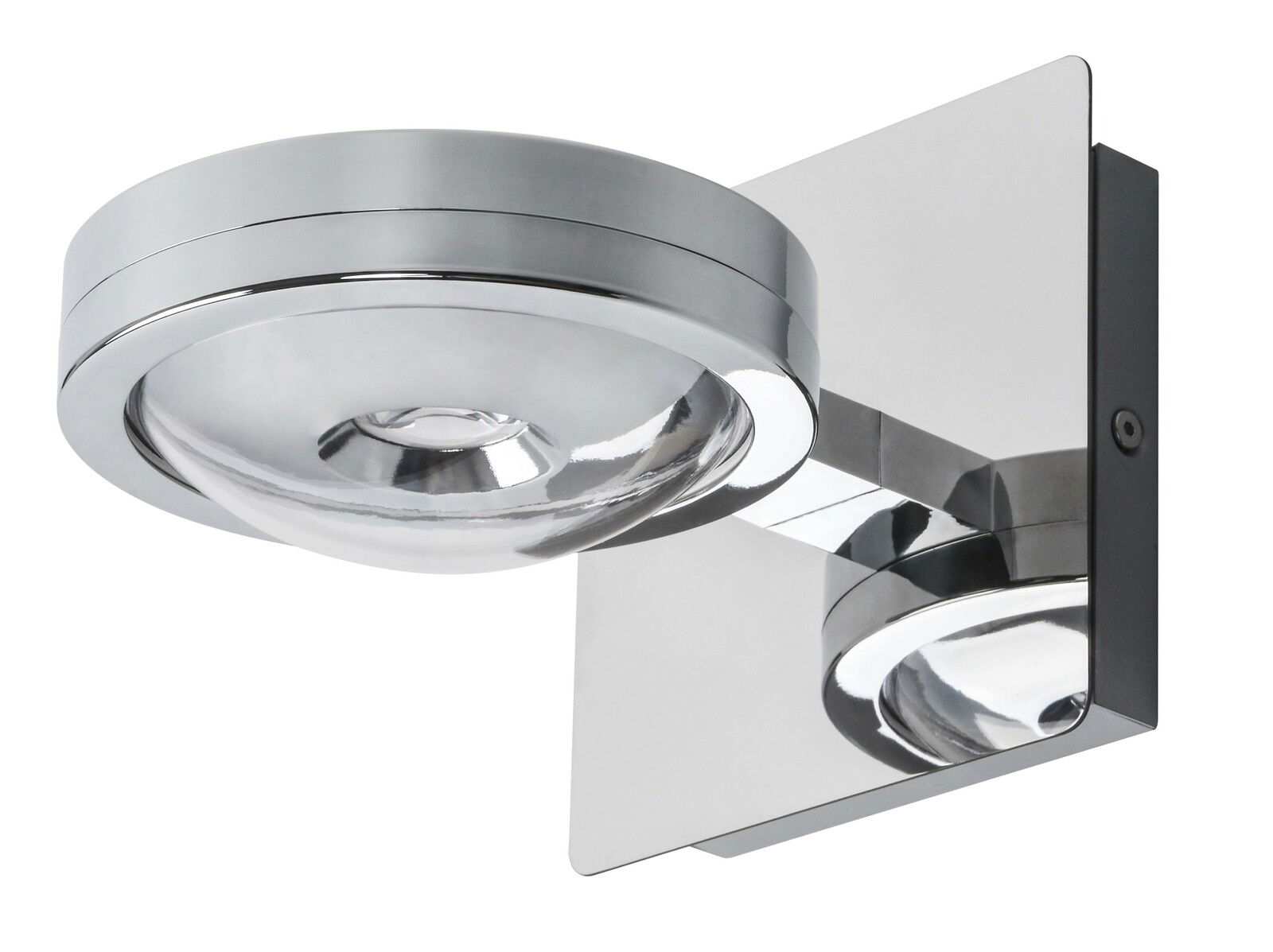 Megatron LED-Wandleuchte SOLO PUNTO - DOWN Moderne LED-Wandleuchte in Chromoptik, seitliche Perspektive