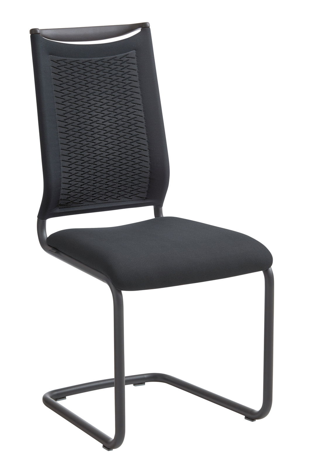 Freischwinger-Stuhl Venjakob Serie LILLI in schwarzem Design, seitliche Perspektive