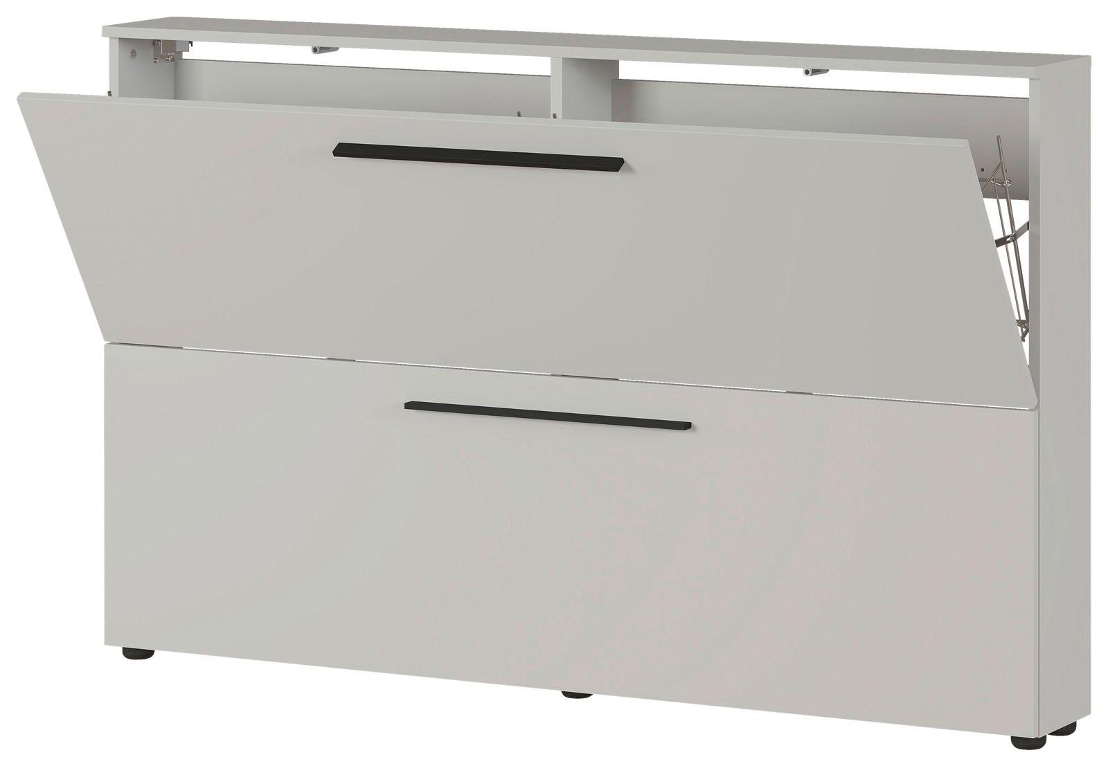 Weißer Schuhschrank der Serie UBBE von Germania mit zwei Klappen, seitliche Perspektive