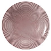 Runder Suppenteller mit rosa Rillenmuster, Ansicht von oben