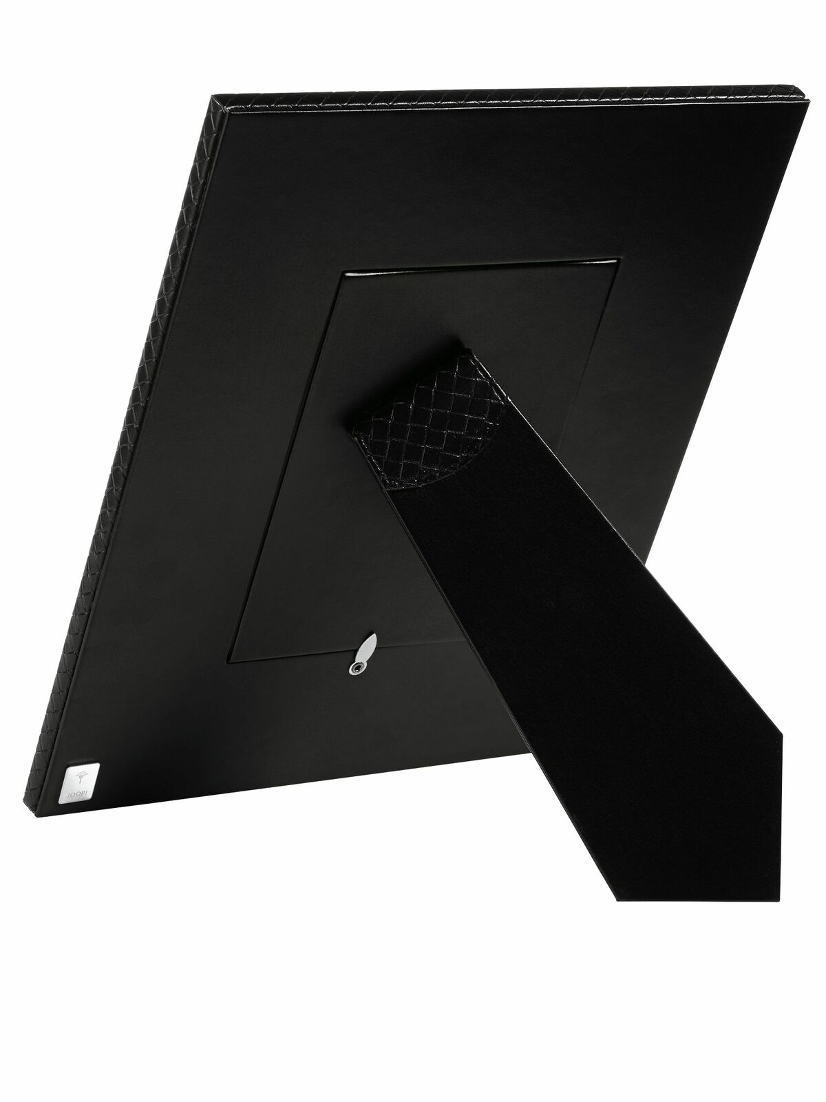 Rückansicht eines schwarzen Bilderrahmens 13x18 cm mit Aufsteller