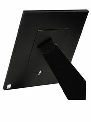 Rückansicht eines schwarzen Bilderrahmens 13x18 cm mit Aufsteller