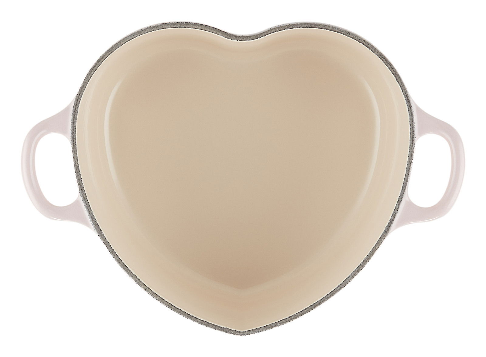 Herzförmiger Bräter in Pink mit zwei Griffen, Draufsicht