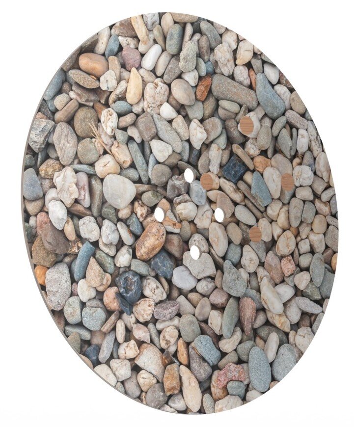 Runde Dekorplatte mit Kieselsteinmuster, Draufsicht