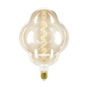 Große, dekorative Glühbirne mit spiralförmigem Filament, frontal abgebildet.