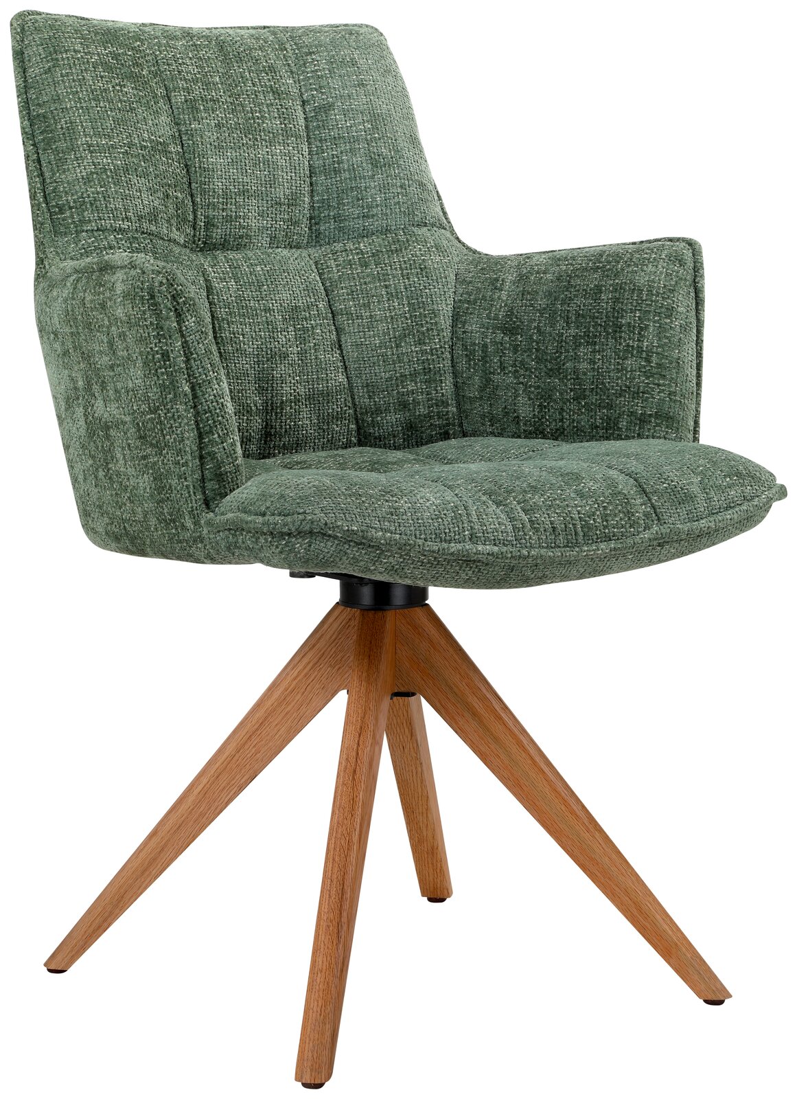 Novel Sessel OSAKA 4.0 Grüner Sessel mit gepolstertem Stoffbezug und Holzbeinen, seitliche Perspektive
