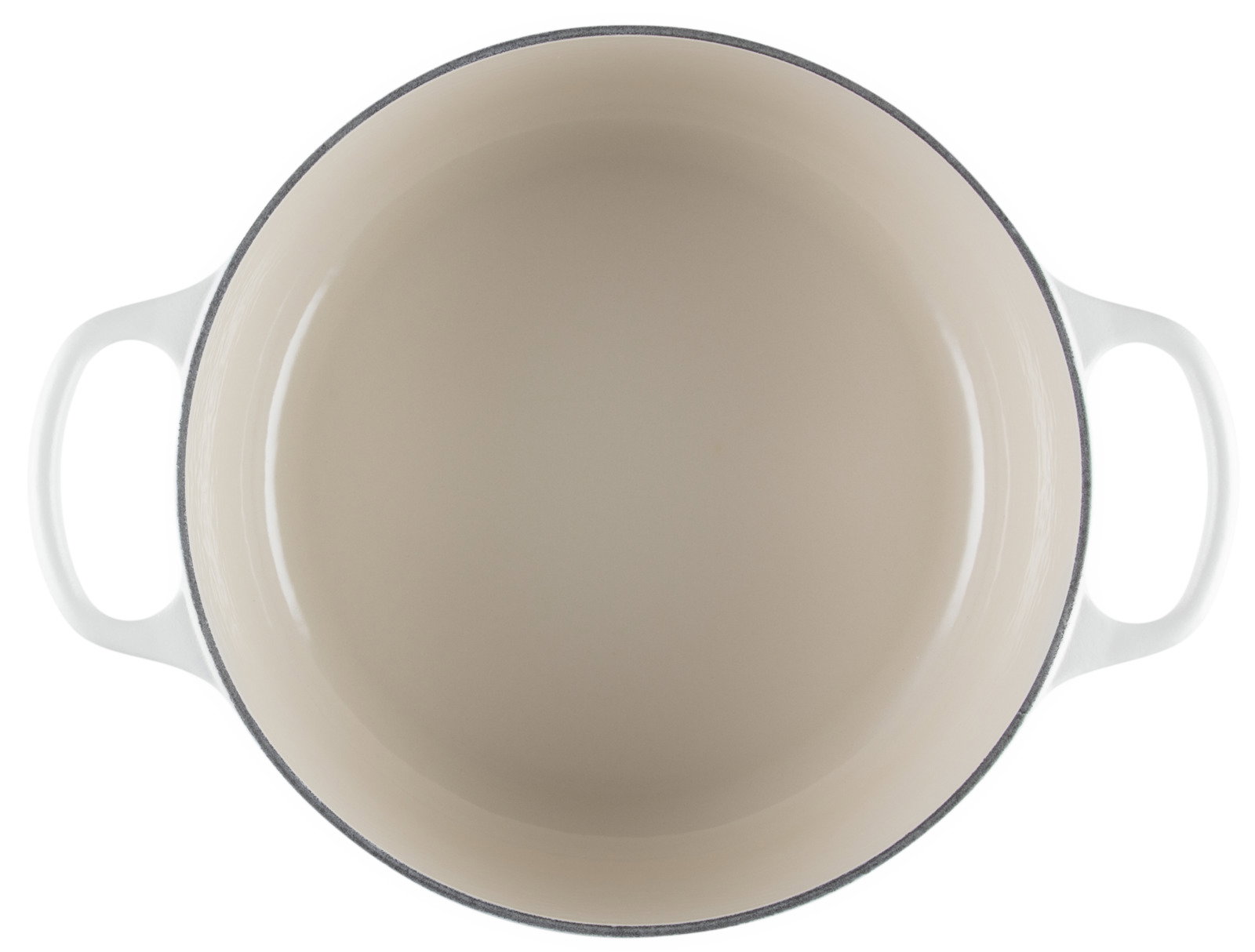 Weißer Bräter mit zwei Griffen, Draufsicht