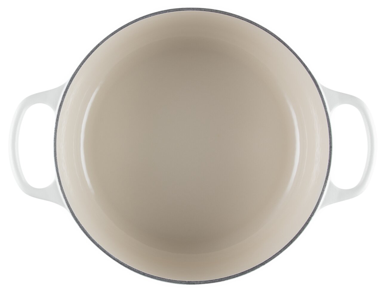 Weißer Bräter mit zwei Griffen, Draufsicht