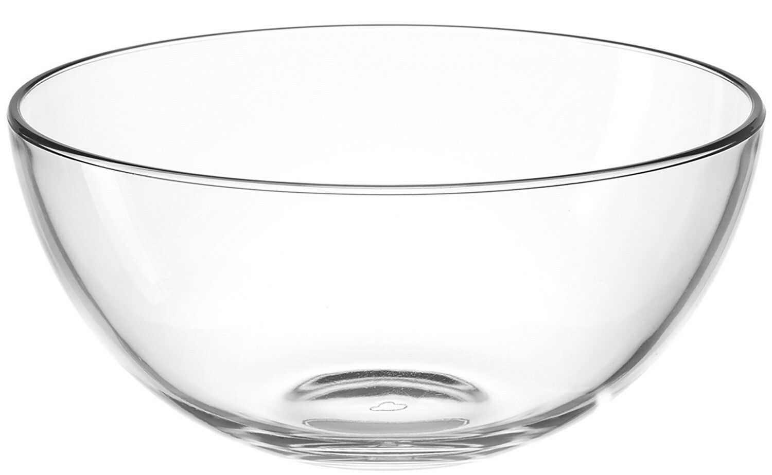 Transparente Glasschale in seitlicher Perspektive