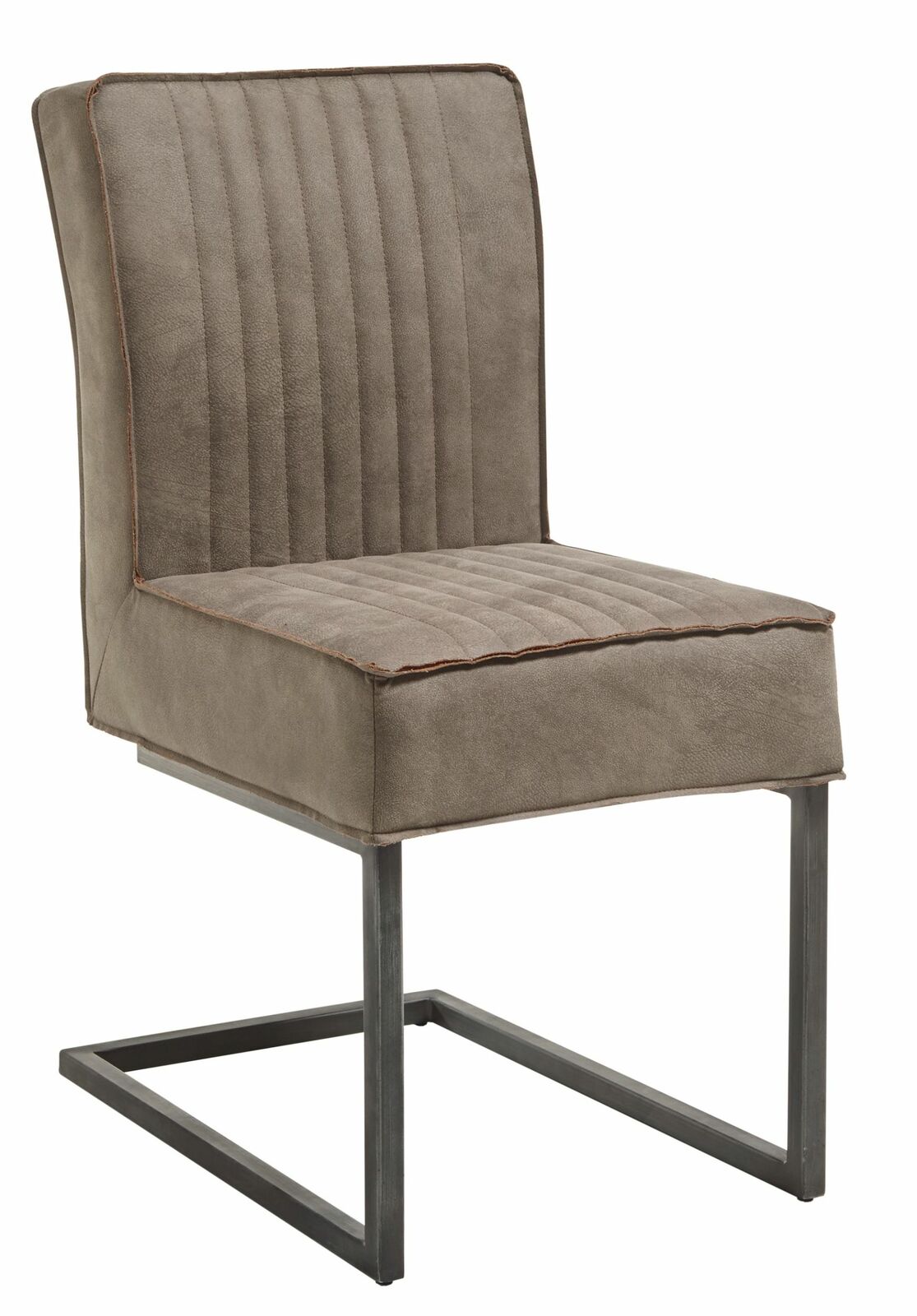 Z2 Schwingstuhl LINDA Moderner Schwingstuhl mit grauem Stoffbezug und Metallgestell, seitliche Perspektive