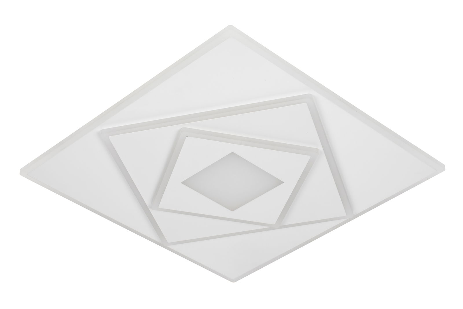 Moderne LED-Deckenleuchte in geometrischem Design, von oben betrachtet.