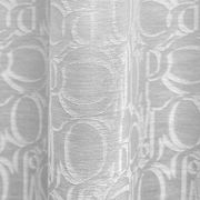 Grauer Vorhangstoff mit Allover-Ornamentmuster, Nahaufnahme