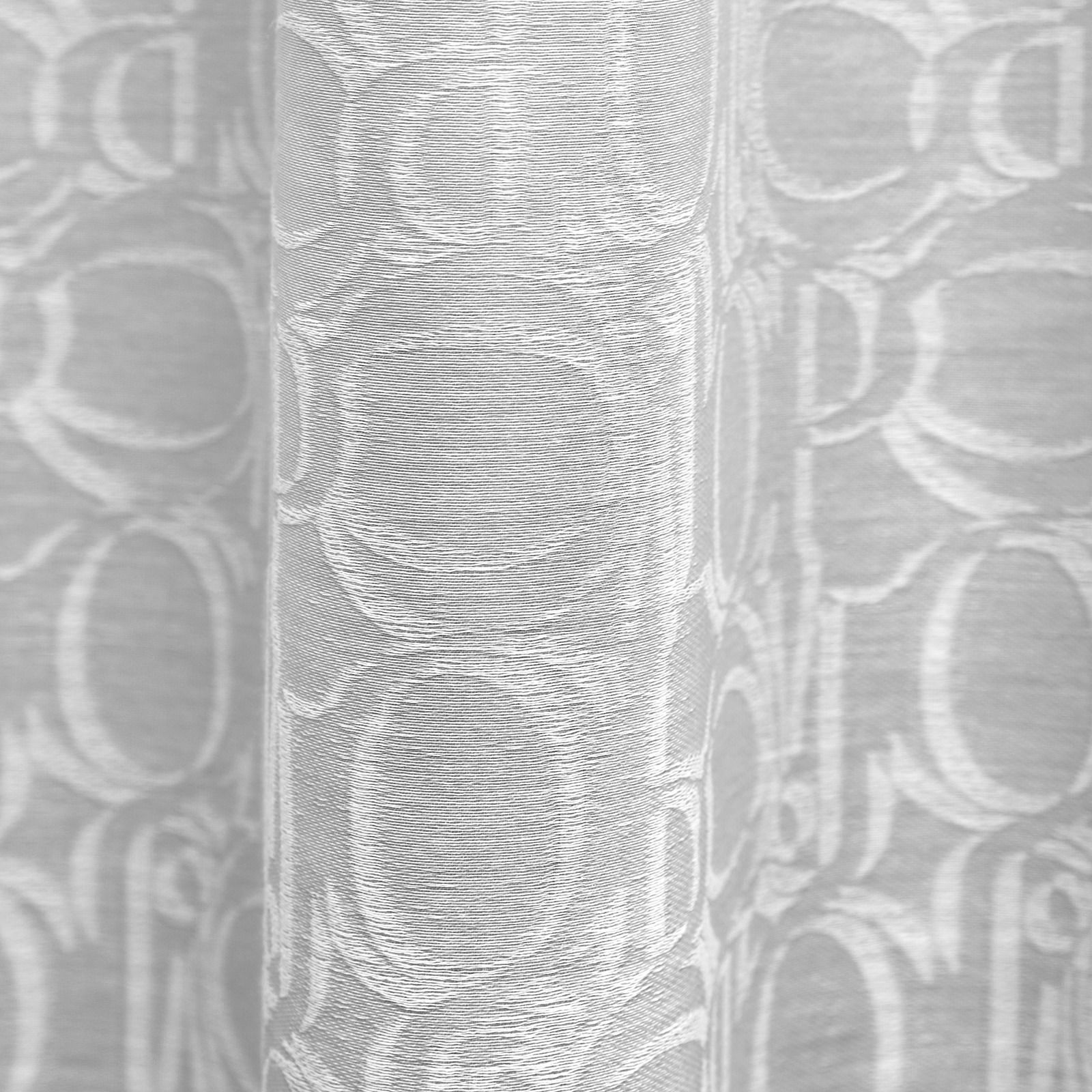 Grauer Vorhangstoff mit Allover-Ornamentmuster, Nahaufnahme