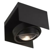 Schwarze LED-Deckenleuchte CARDANO in quadratischer Form, seitliche Perspektive