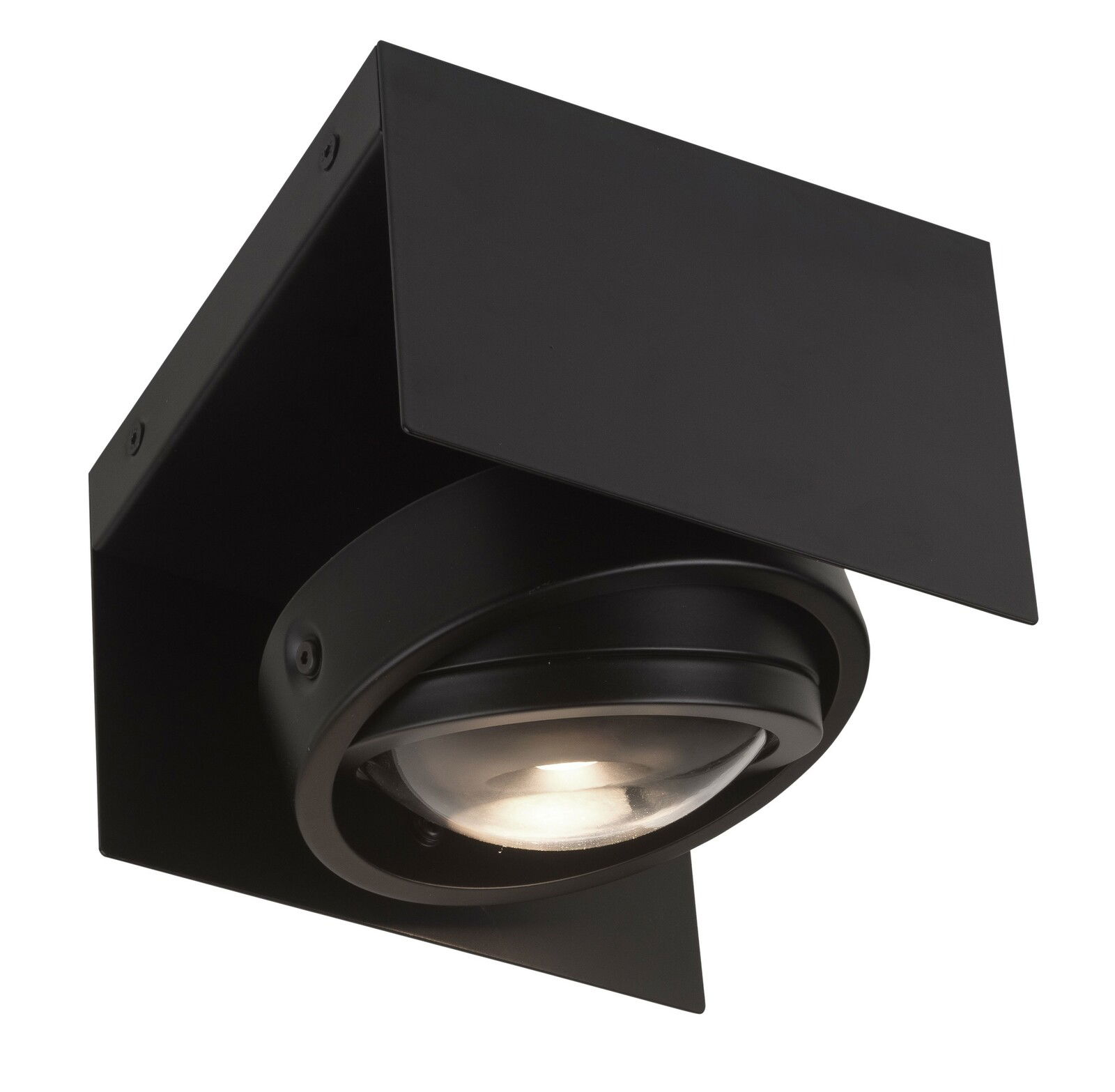 Megatron LED-Deckenleuchte CARDANO Schwarze LED-Deckenleuchte CARDANO in quadratischer Form, seitliche Perspektive