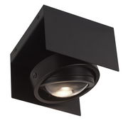 Schwarze LED-Deckenleuchte CARDANO in quadratischer Form, seitliche Perspektive