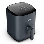 Schwarze Heißluftfritteuse Tefal Easy Fry Max mit digitalem Display, seitliche Perspektive
