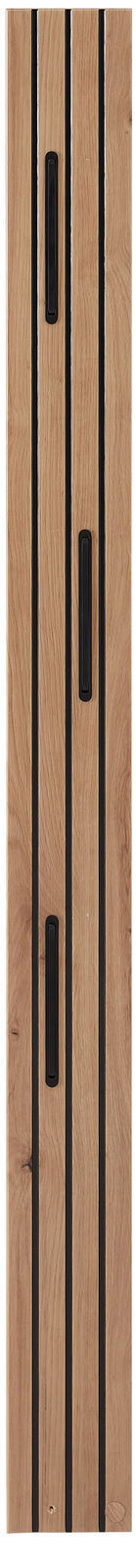 Garderobenpaneel-Leiste aus Holz mit schwarzen Akzenten, vertikale Ansicht