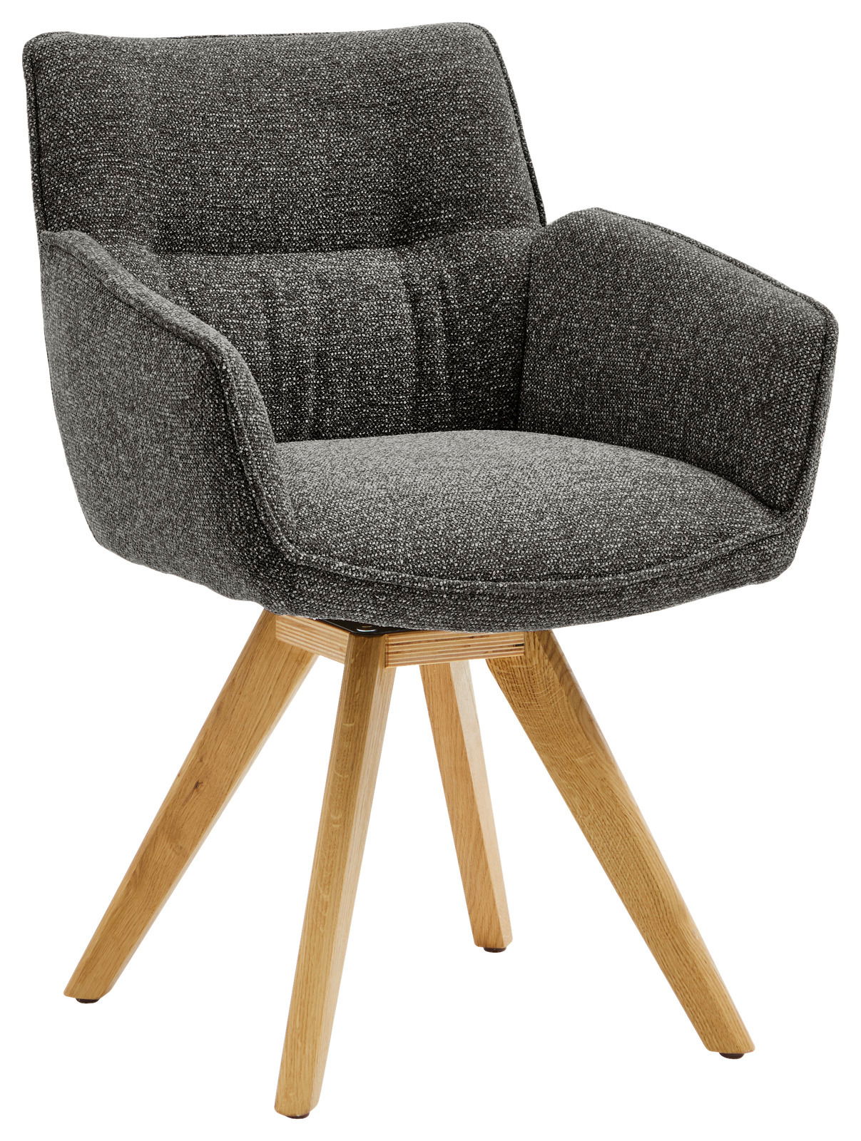 Valdera Armlehnstuhl DORI Grauer Armlehnstuhl mit Holzbeinen, seitliche Perspektive