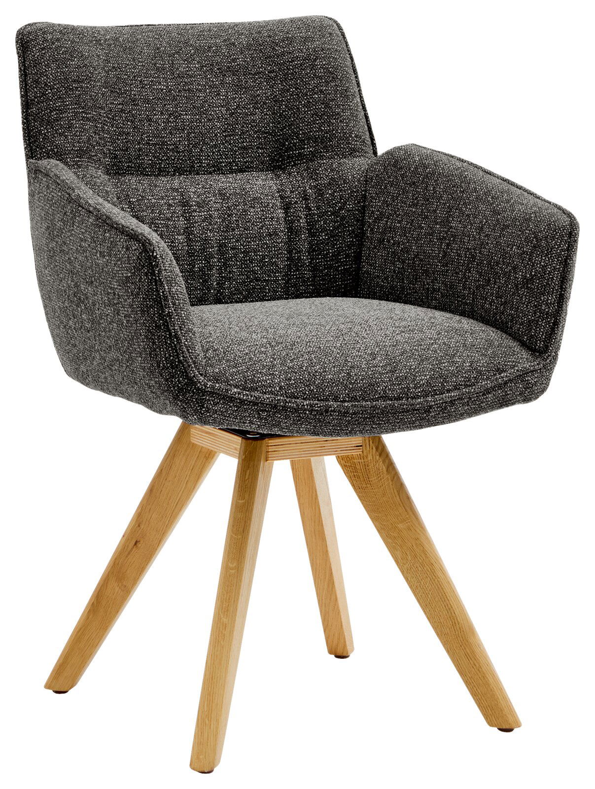 Valdera Armlehnstuhl DORI Grauer Armlehnstuhl mit Holzbeinen, seitliche Perspektive