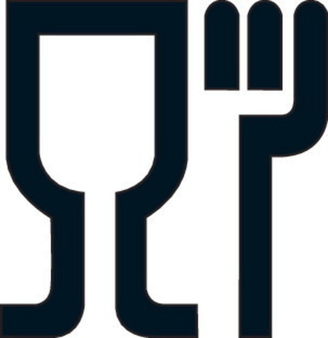 Symbol für Lebensmittelkontakt, zeigt ein Glas und eine Gabel aus der Vorderansicht.