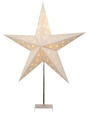 LED Leuchtstern 60cm auf einem Ständer, frontal betrachtet, mit leuchtenden Sternenmustern.