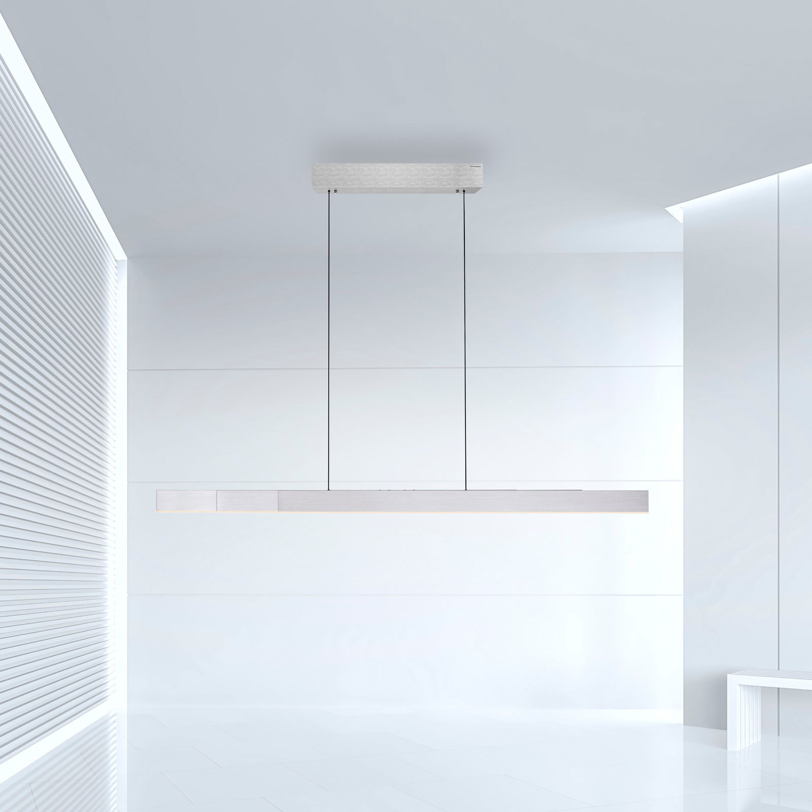 Moderne Pendelleuchte PURE-MOTO-RISE in minimalistischem Design, seitliche Perspektive